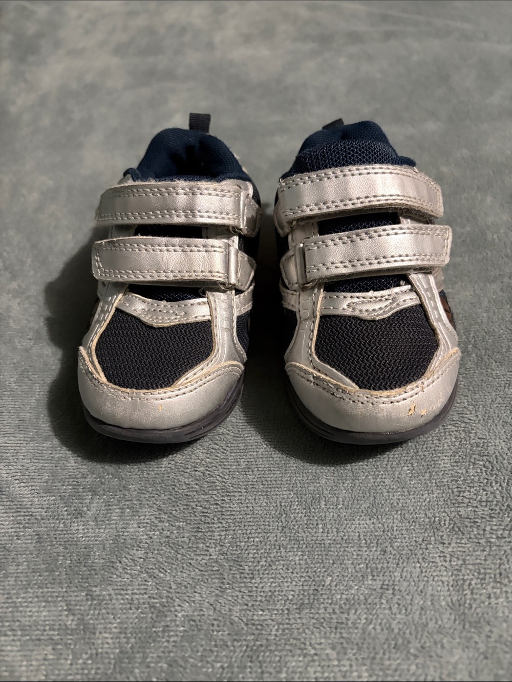Babies Carter's Navy and Silver Velcro Toddler Sneakers Size 7